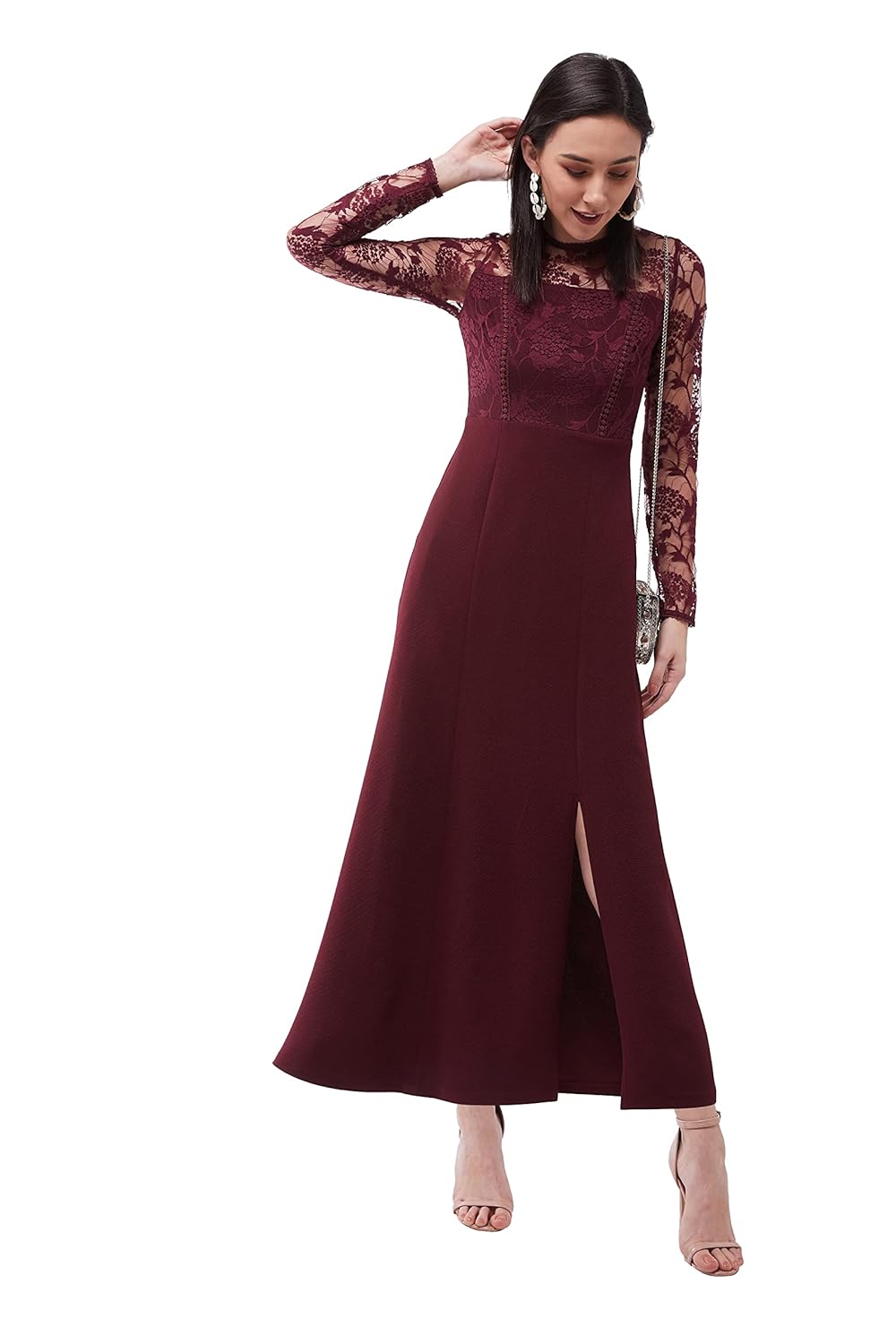 Miss Olive Women's Polyester Asymmetrical Maxi Dress by Prixsa.com