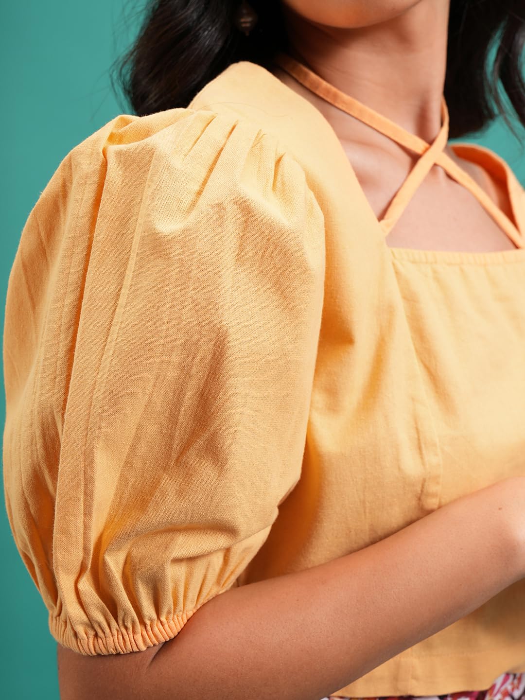 Tokyo Talkies Women's Short Sleeves Square Neck Solid Tops| Stylish | Casual Wear by Prixsa.com - Image 6