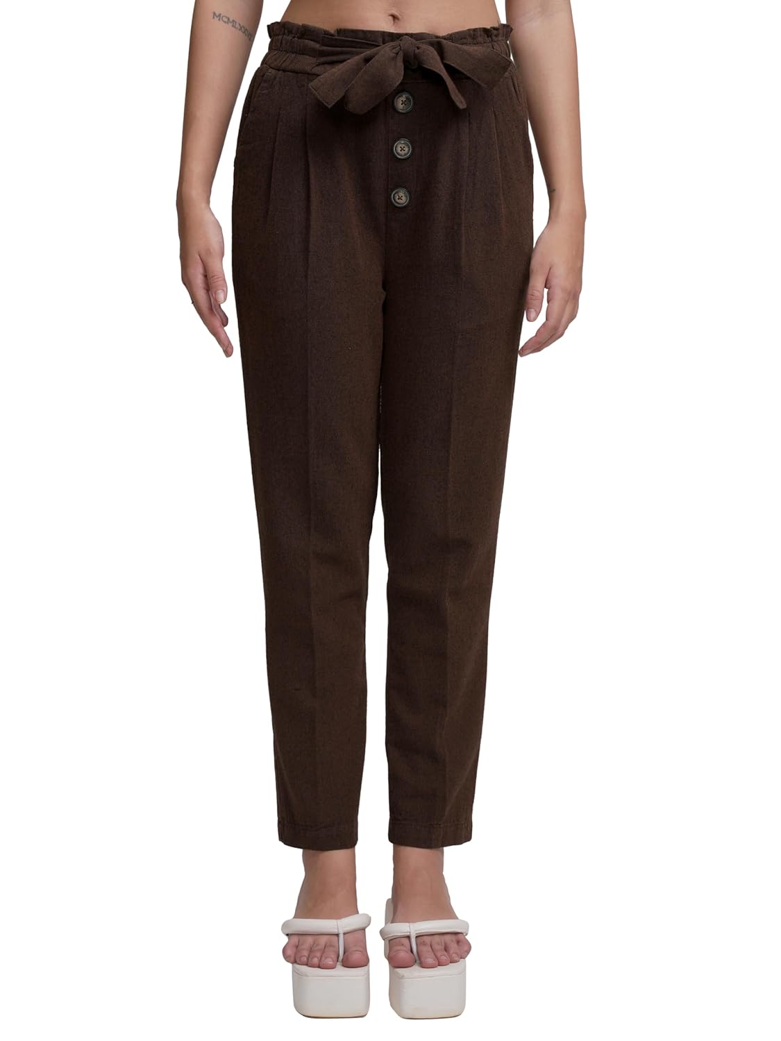 Tokyo Talkies Women's Tapered Fit Peg Trousers| High-Rise|Women Trousers Pants by Prixsa.com