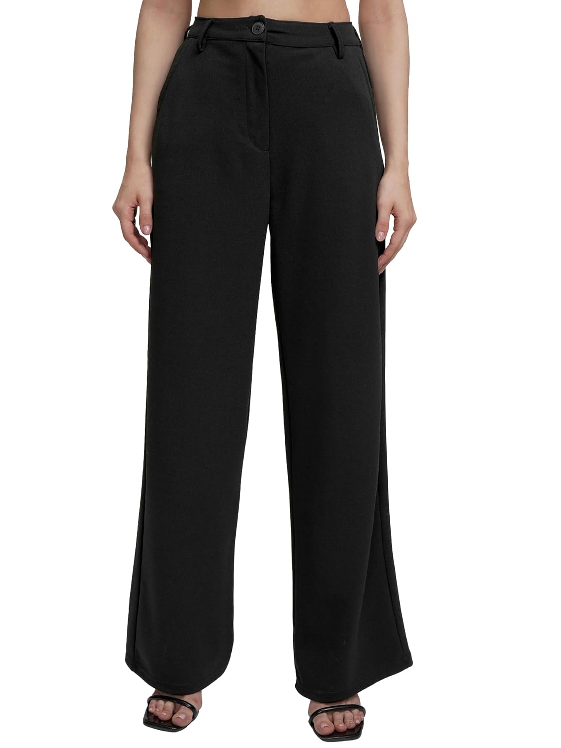 Tokyo Talkies Women's Flared Regular Trousers | Stretchable Trousers|Mid-Rise by Prixsa.com