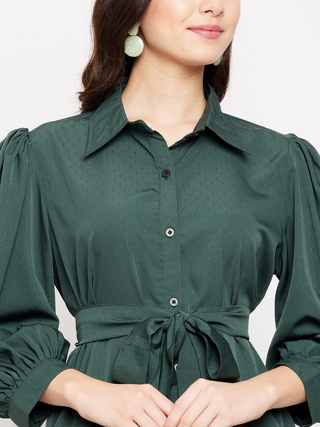 Fashfun Women's co-ord Set (Solid Crepe tie-up Shirt and Bootcut Pant Set) by Prixsa.com - Image 4