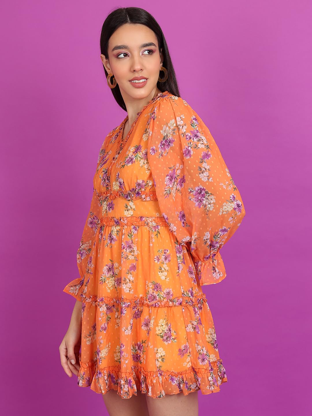 Tokyo Talkies Women's Three-Quarter Sleeves V-Neck Printed Dresses | Stylish Dresses | Casual Dresses by Prixsa.com - Image 5