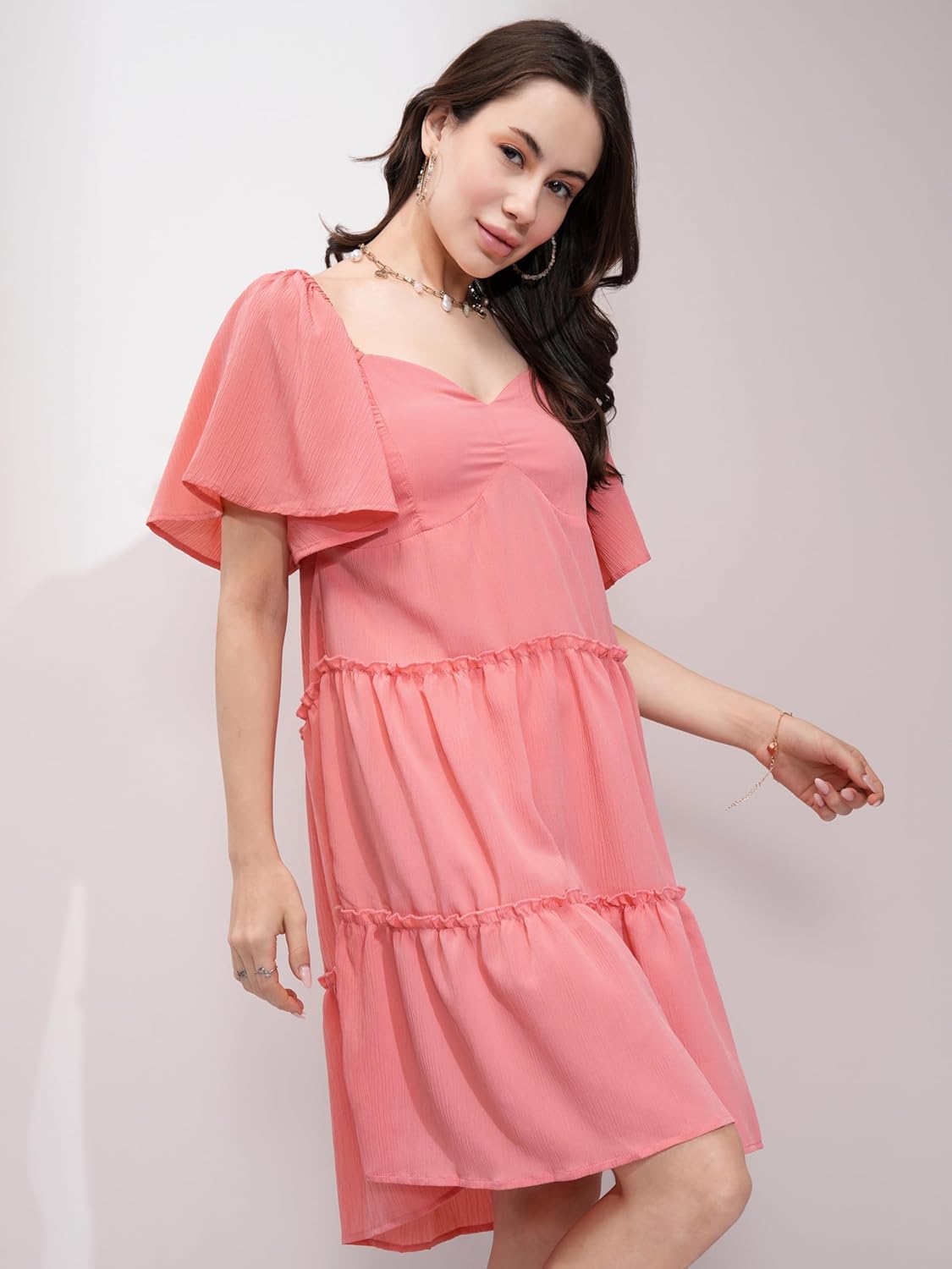 Tokyo Talkies Women's Short Sleeves Sweet Heart Neck Solid Dresses | Stylish Dresses | Casual Dresses by Prixsa.com - Image 4