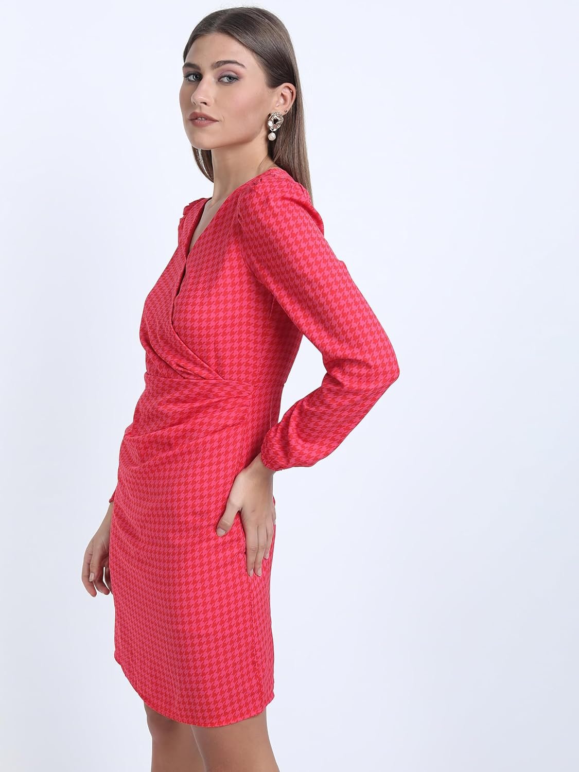Tokyo Talkies Women's Long Sleeves V-Neck Printed Dresses | Stylish Dresses | Party Dresses by Prixsa.com - Image 6