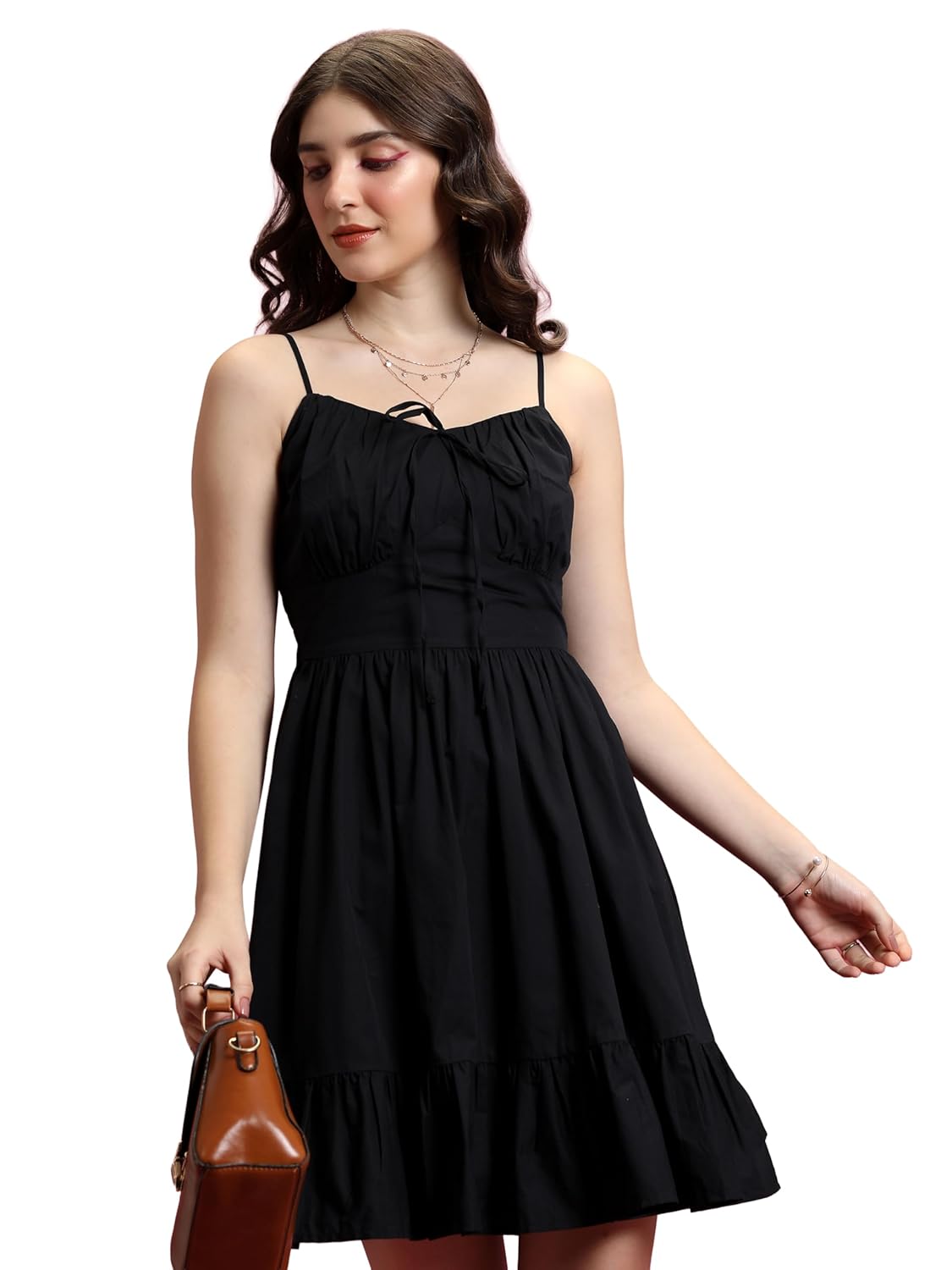 Tokyo Talkies Women's Sleeveless Shoulder Strap Solid Dresses | Stylish| Casual by Prixsa.com