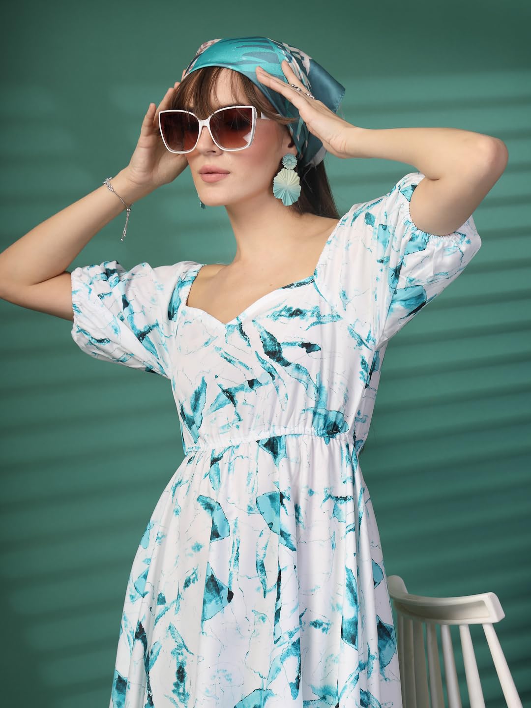 OOMPH! Women's Crepe Fit and Flare Midi Dress by Prixsa.com - Image 5