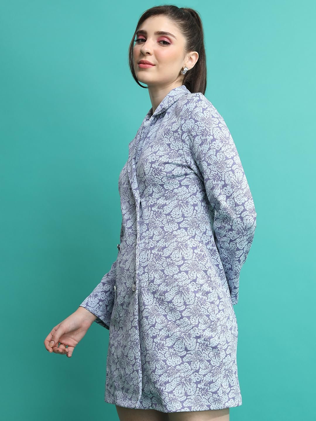 Tokyo Talkies Women's Long Sleeves Shirt Collar Self Design Dresses | Stylish| Casual by Prixsa.com - Image 5