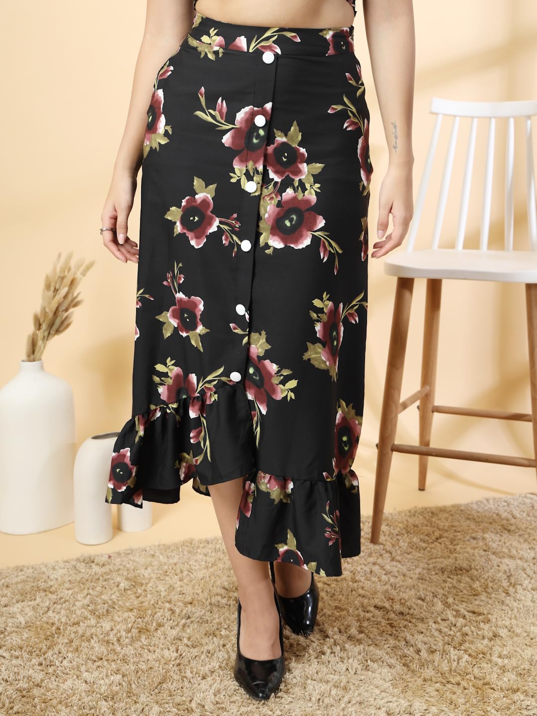 OOMPH! Long Skirts for Women, Assymetric Hem by Prixsa.com - Image 2