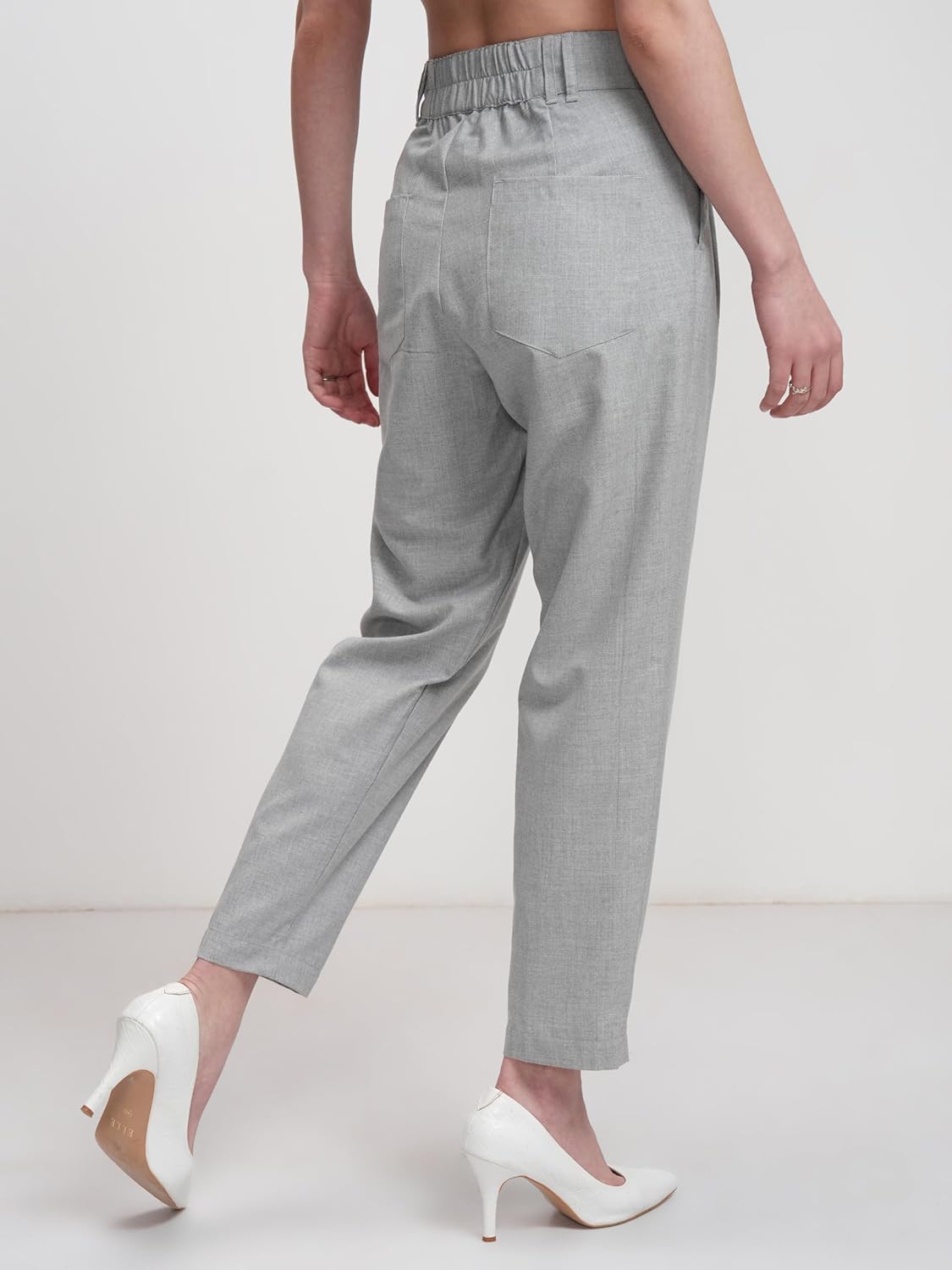 Tokyo Talkies Women's Tapered Fit Cropped Trousers | Stretchable Trousers| Mid-Rise by Prixsa.com - Image 6