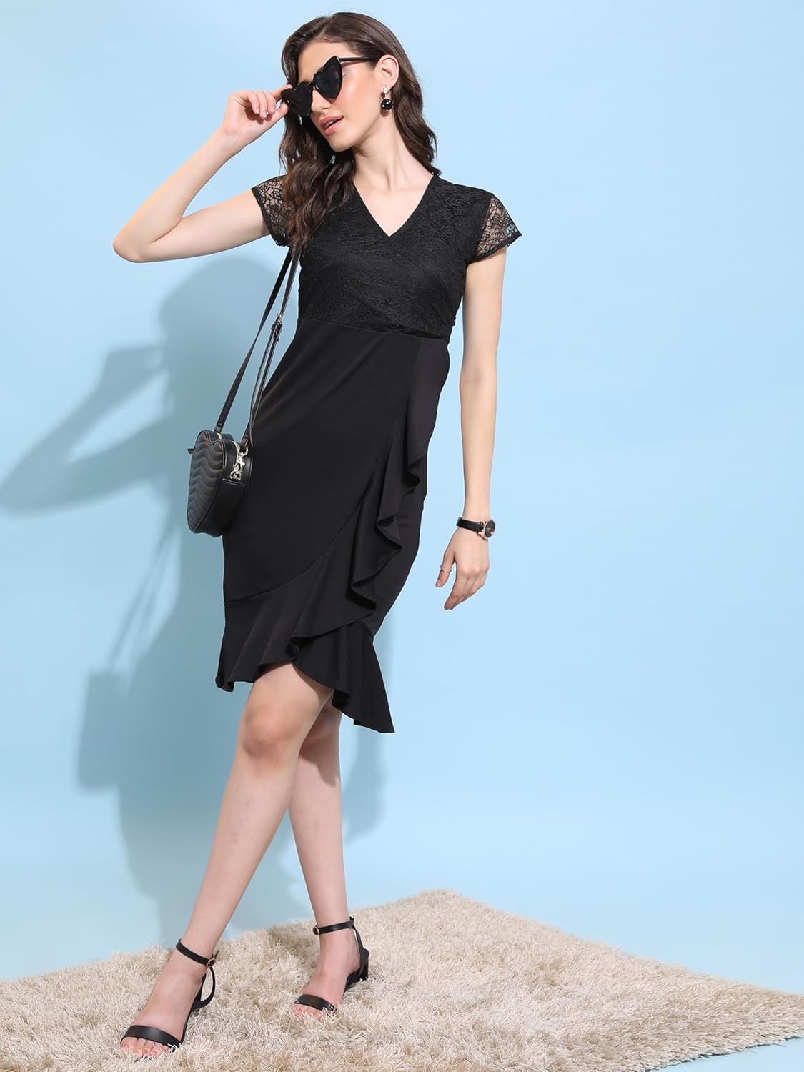 Tokyo Talkies Women's Short Sleeves V-Neck Solid Dresses | Stylish Dresses | Casual Dresses by Prixsa.com - Image 5