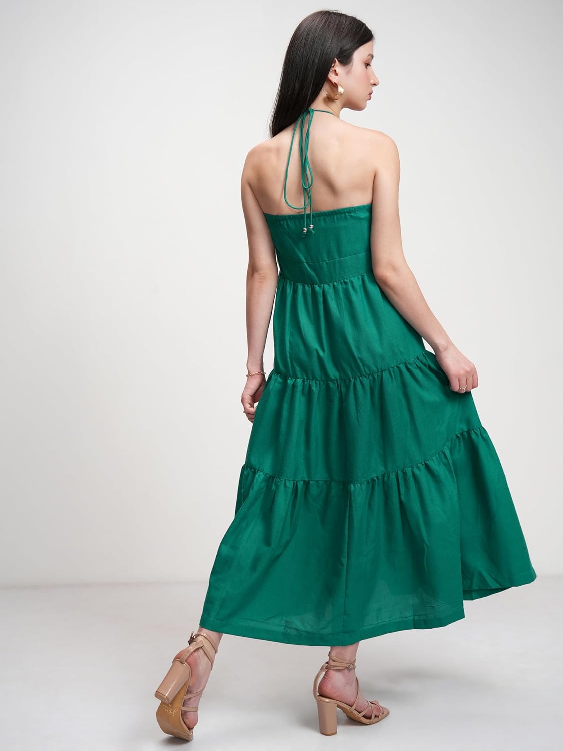 Tokyo Talkies Womens Dresses Women | Halter Neck | Tiered Maxi Dress | Elegant & Flowy | Perfect for Casual & Special Occasions| Stylish by Prixsa.com - Image 5