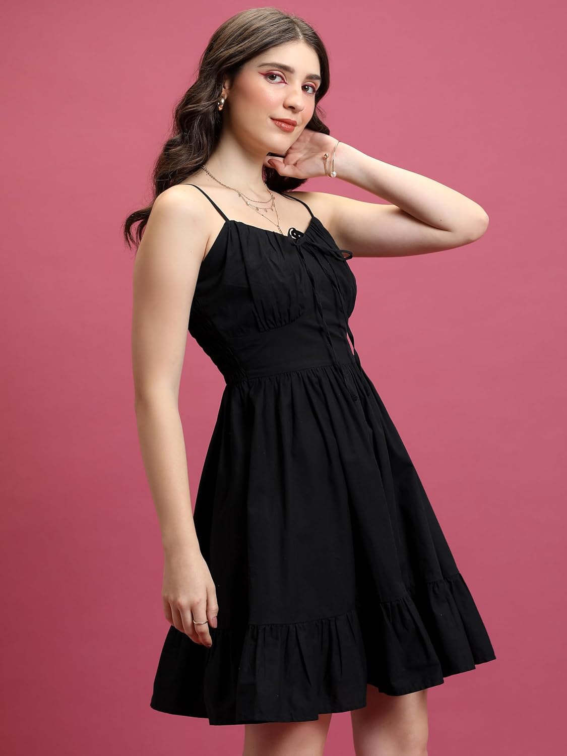 Tokyo Talkies Women's Sleeveless Shoulder Strap Solid Dresses | Stylish| Casual by Prixsa.com - Image 4