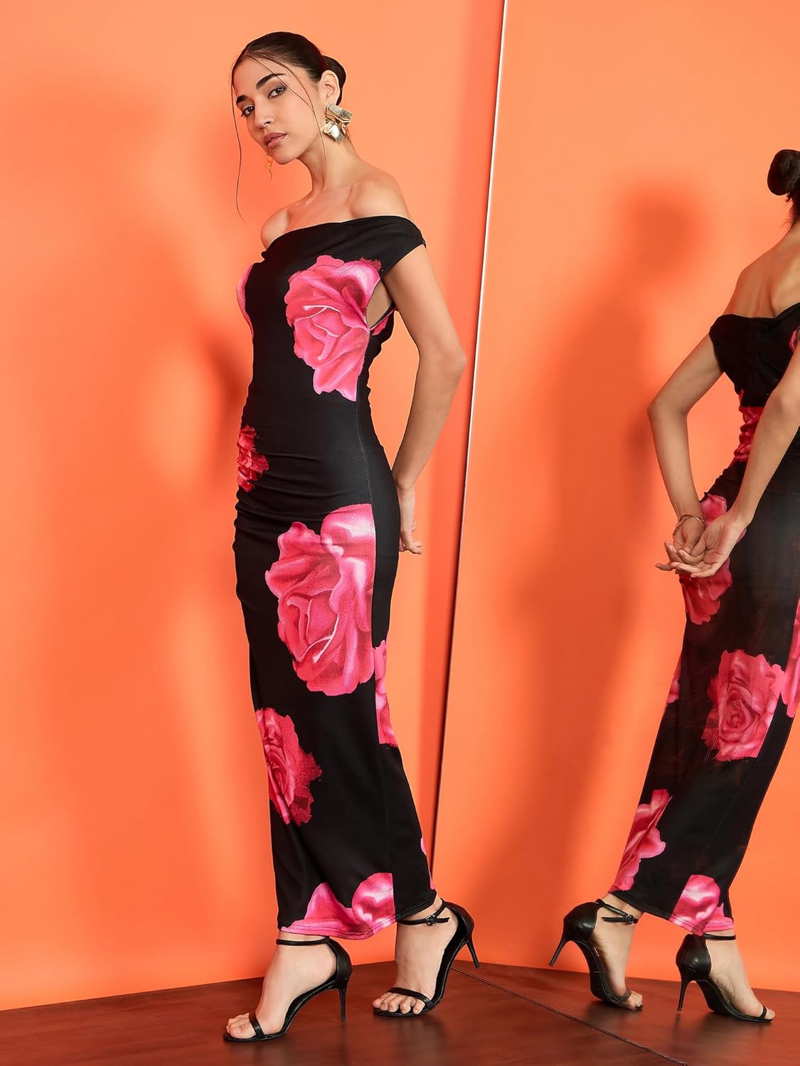 Uptownie Lite Women Stretchable Off-Shoulder Drape Maxi Dress by Prixsa.com - Image 4