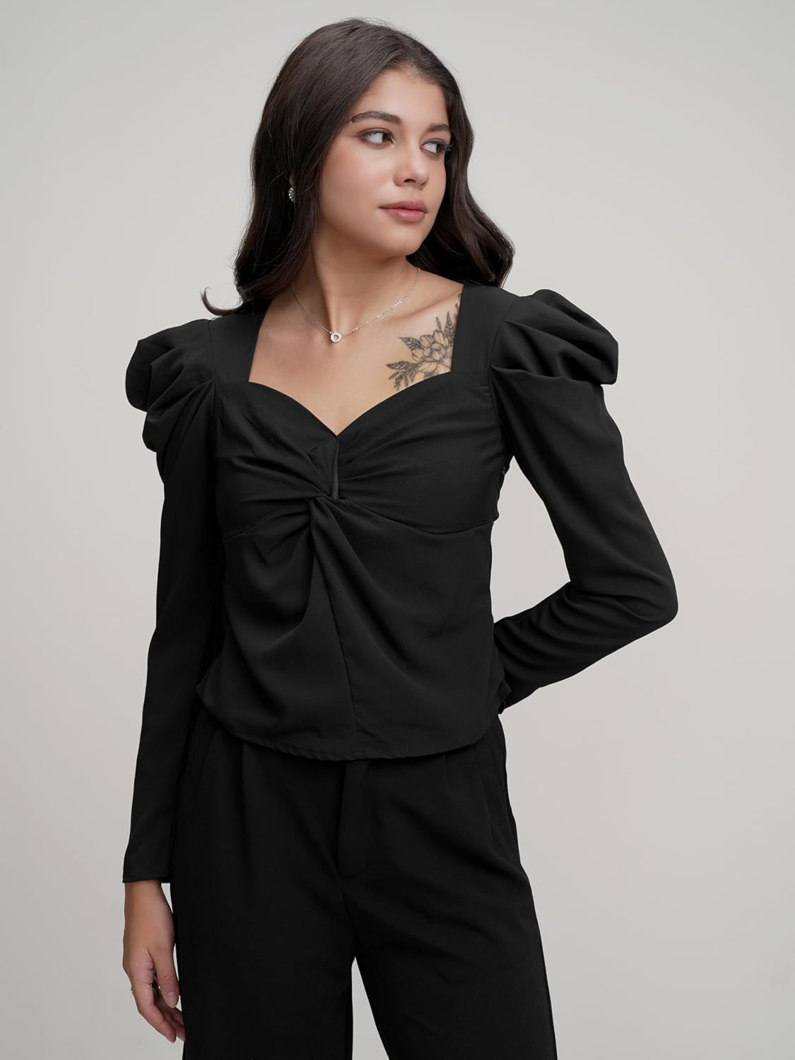 Tokyo Talkies Women's Solid Regular Fit Shirt by Prixsa.com - Image 5