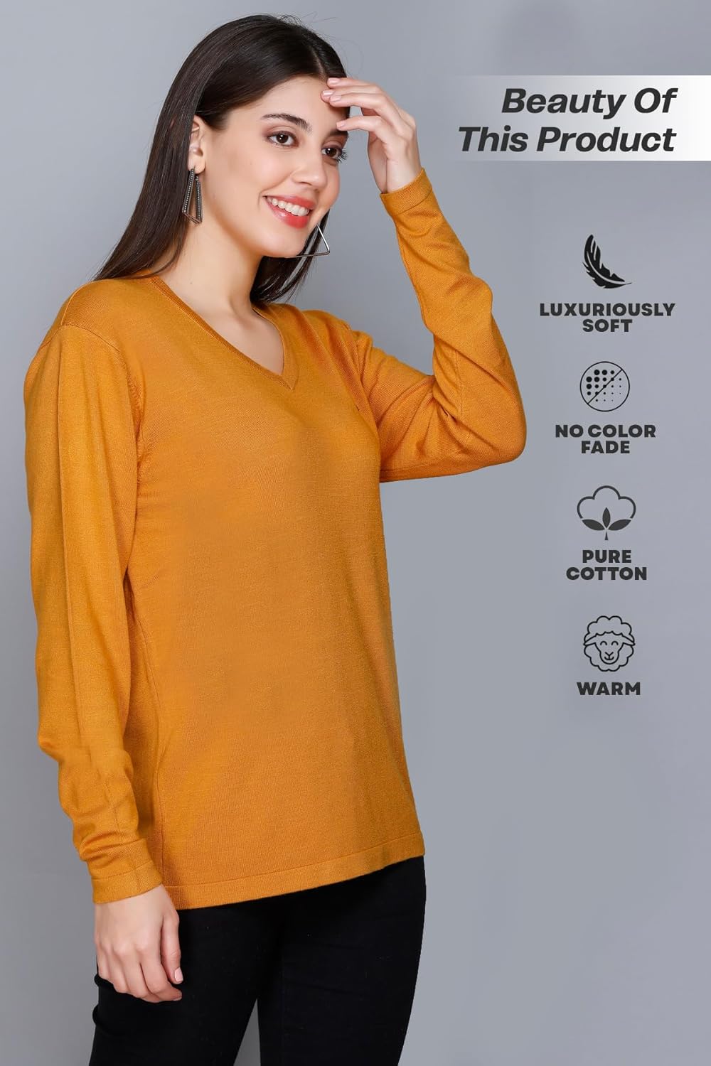 GODFREY Women Wool blend V Neck Sweater by Prixsa.com - Image 5