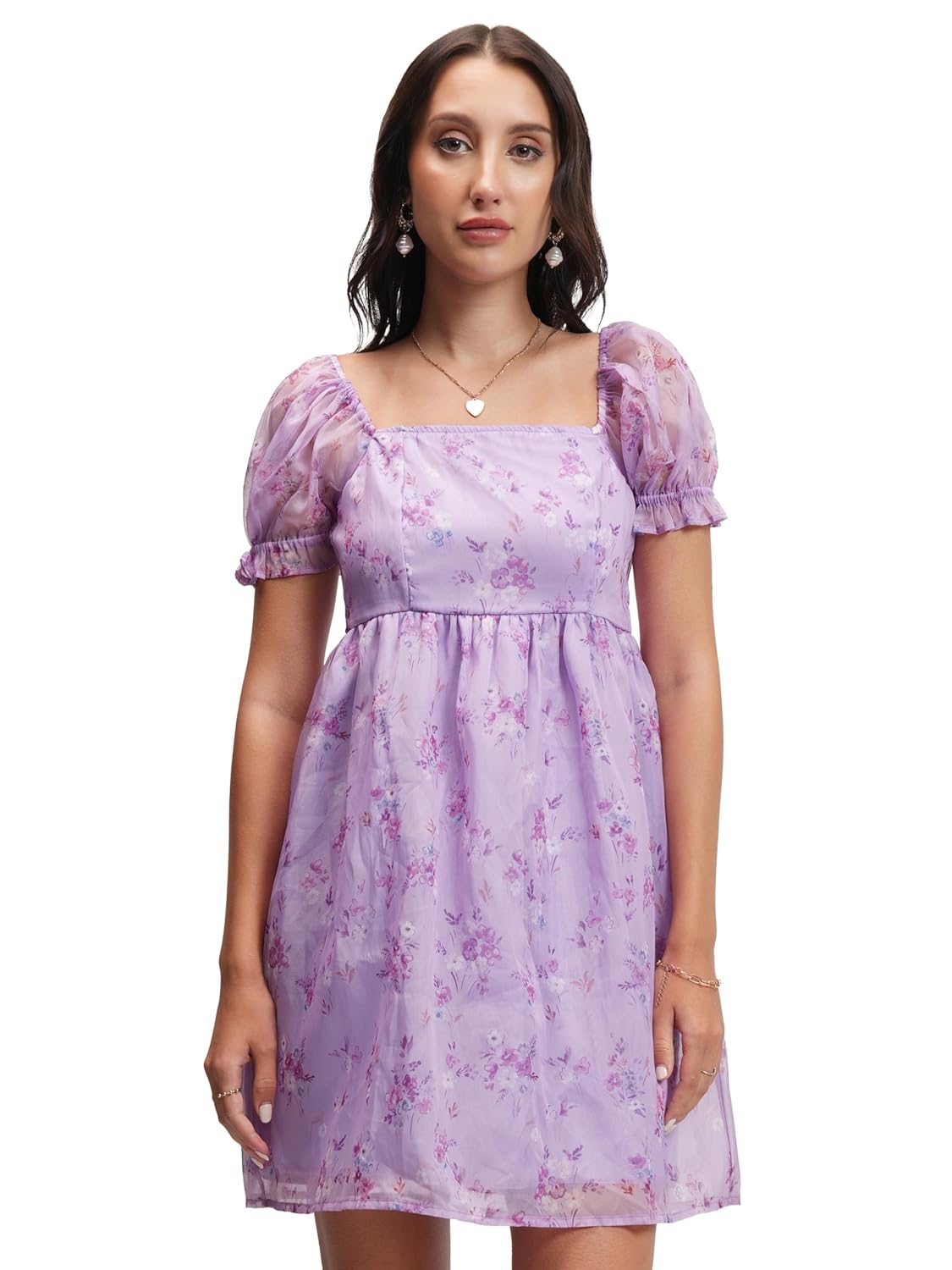 Tokyo Talkies Womens Dresses Women | Floral Print | Short Puff Sleeves | Fit & Flare | Short Dress Stylish by Prixsa.com