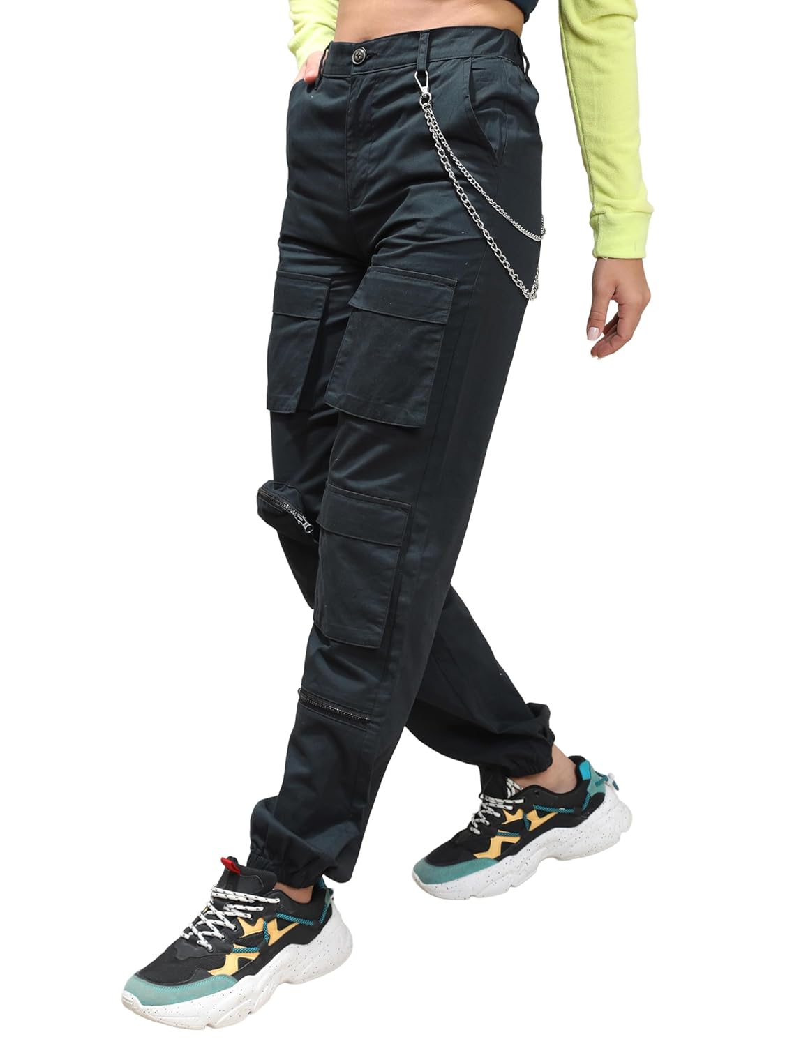 Tokyo Talkies Women's Regular Fit Cargos Trousers| Mid-Rise by Prixsa.com