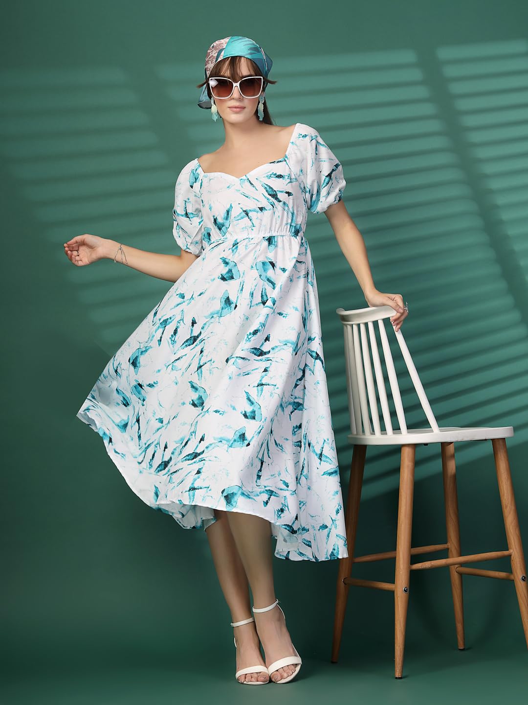 OOMPH! Women's Crepe Fit and Flare Midi Dress by Prixsa.com - Image 2