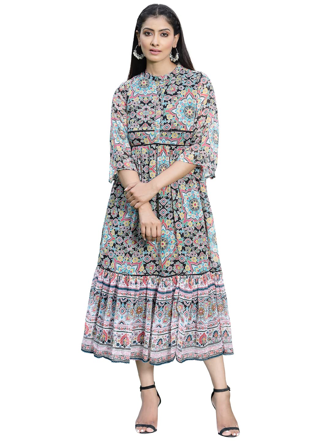 Juniper Women's Rayon Printed Anarkali Dress by Prixsa.com