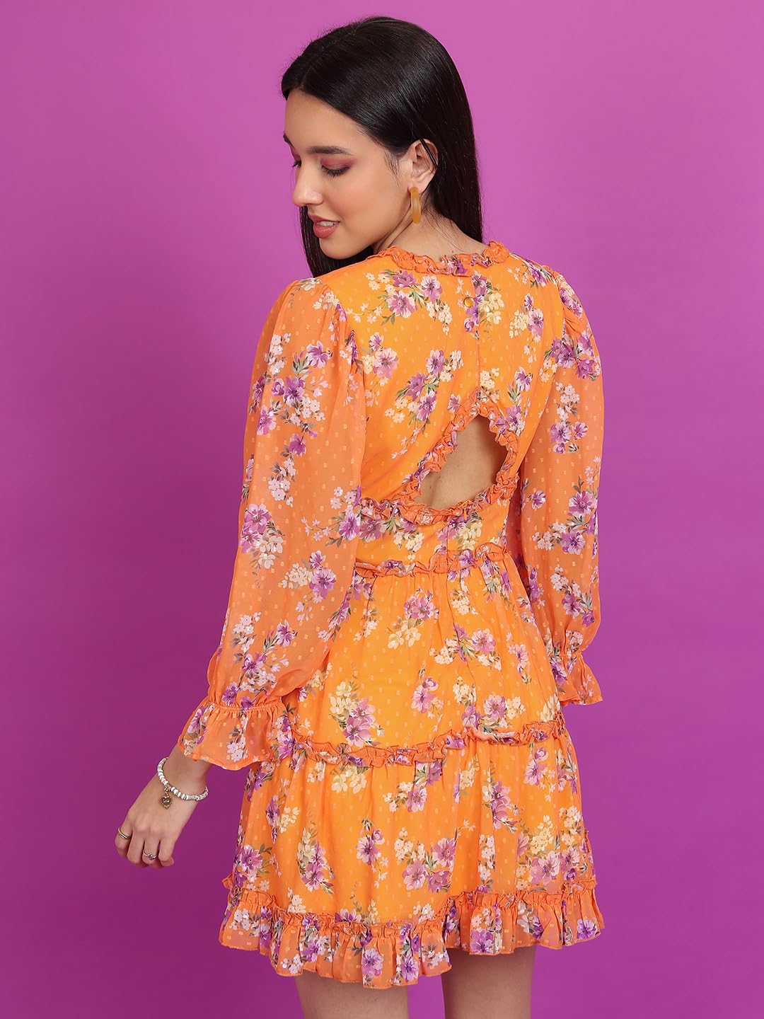 Tokyo Talkies Women's Three-Quarter Sleeves V-Neck Printed Dresses | Stylish Dresses | Casual Dresses by Prixsa.com - Image 3
