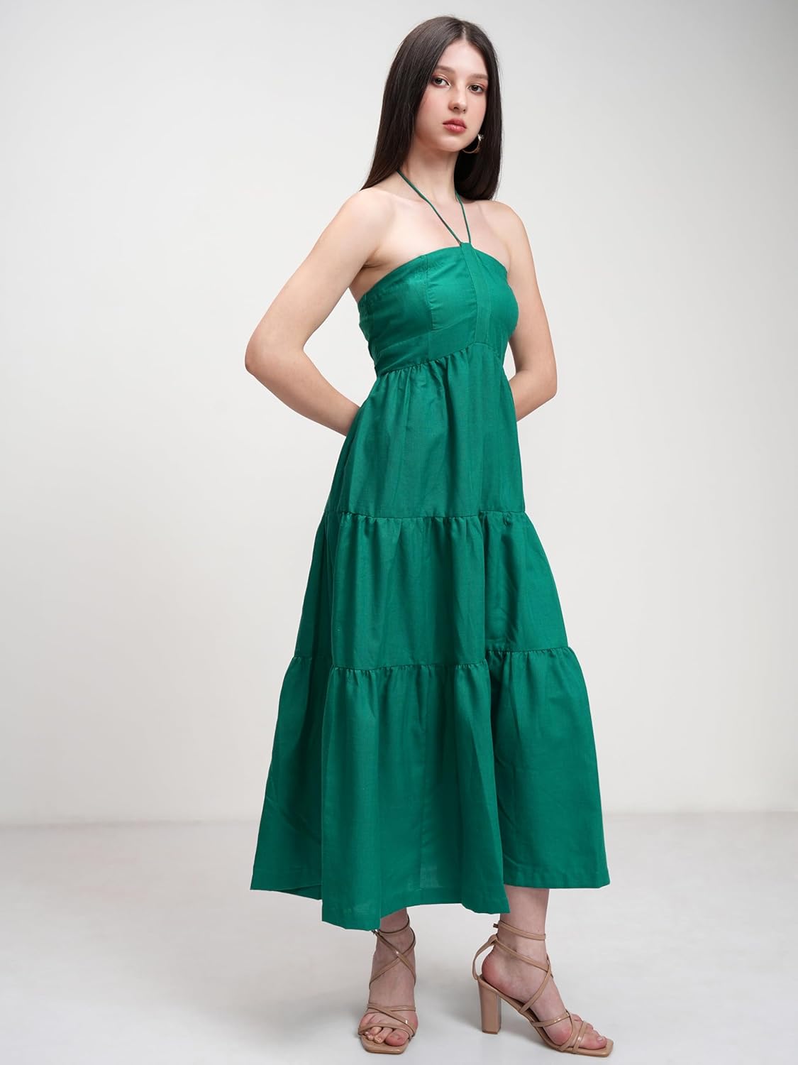 Tokyo Talkies Womens Dresses Women | Halter Neck | Tiered Maxi Dress | Elegant & Flowy | Perfect for Casual & Special Occasions| Stylish by Prixsa.com - Image 6