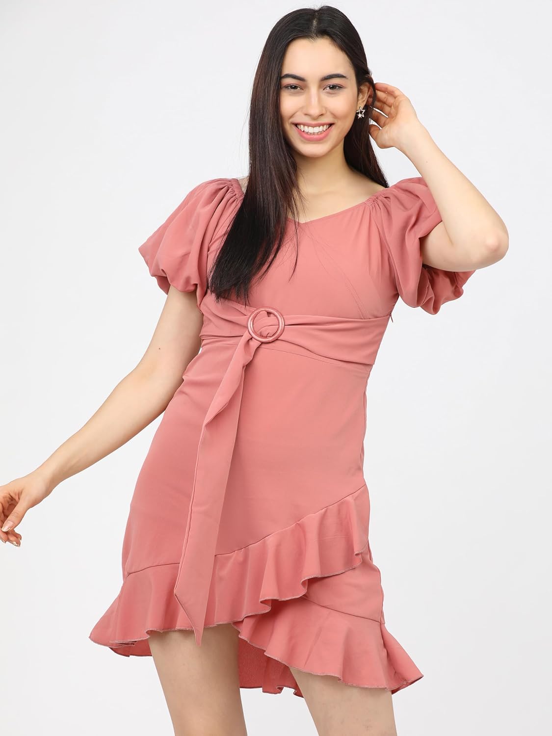 Tokyo Talkies Women's Short Sleeves V-Neck Solid Dresses | Stylish Dresses | Casual Dresses by Prixsa.com - Image 5