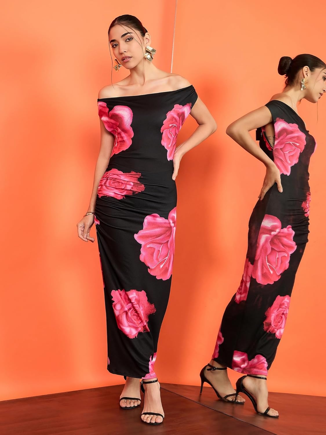 Uptownie Lite Women Stretchable Off-Shoulder Drape Maxi Dress by Prixsa.com - Image 7