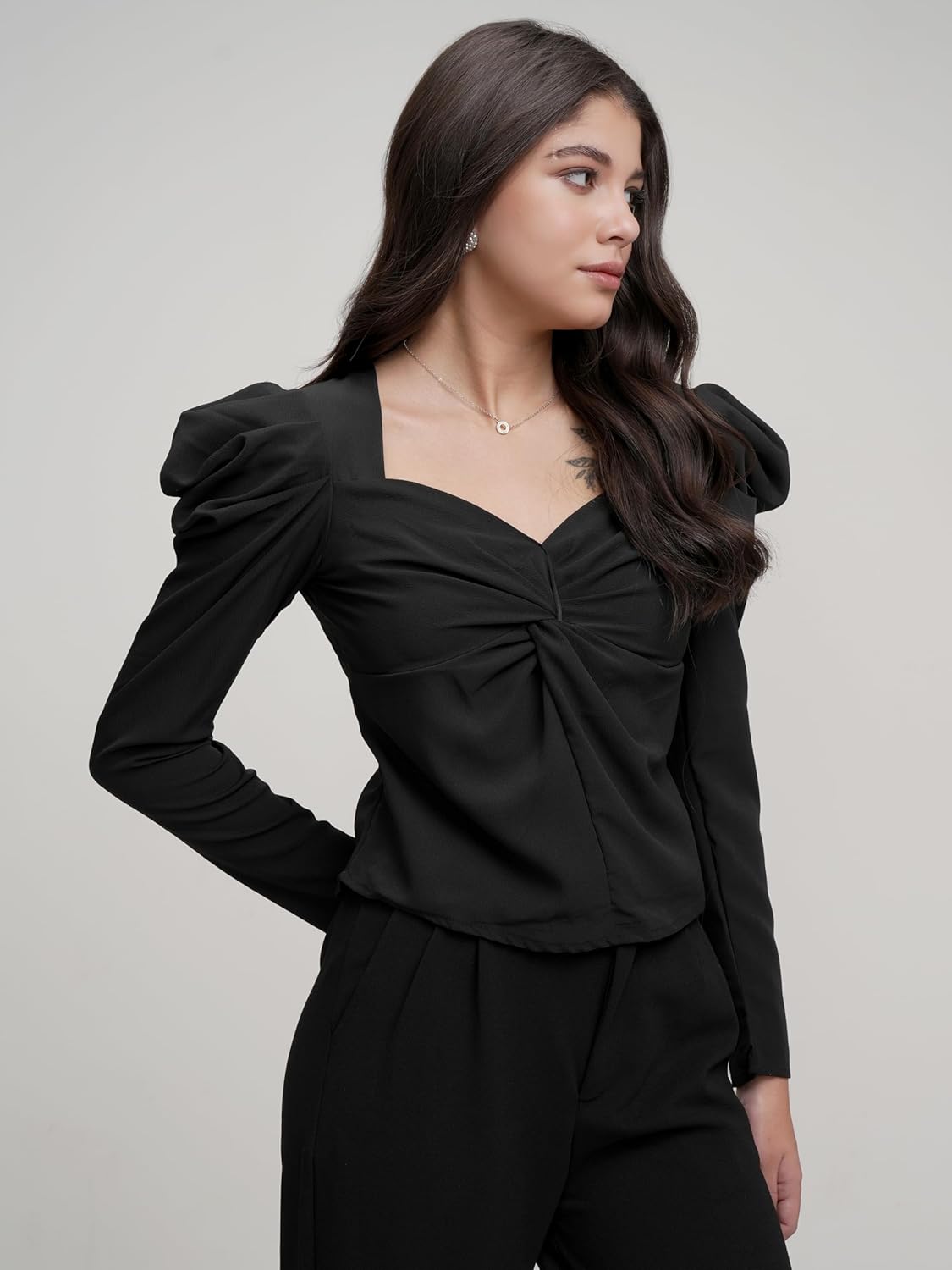 Tokyo Talkies Women's Solid Regular Fit Shirt by Prixsa.com - Image 4