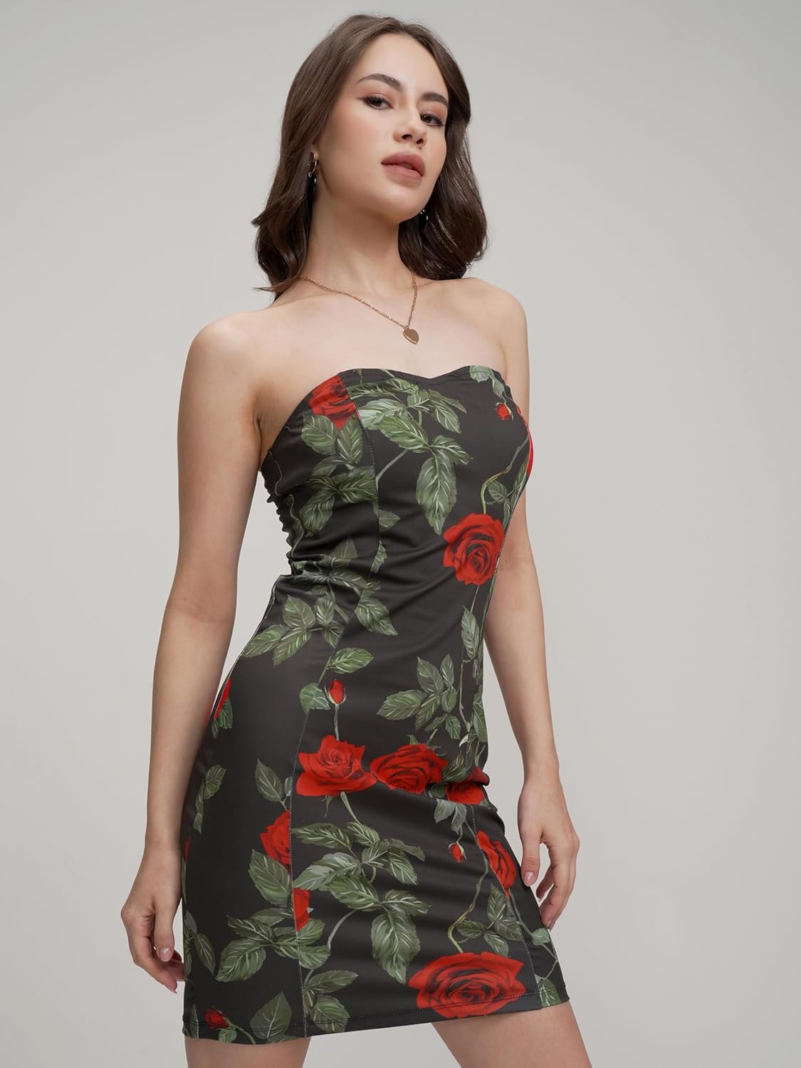 Tokyo Talkies Womens Glamorous Off-Shoulder Floral Bodycon Mini Dress | Sleek & Flattering Silhouette for A Bold Statement| Stylish by Prixsa.com - Image 4