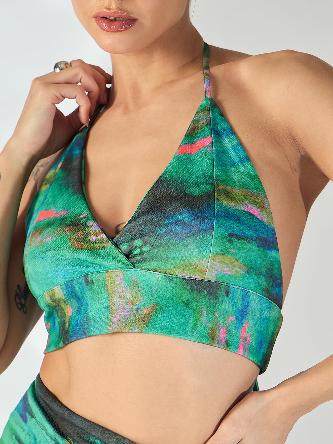 Uptownie Lite Printed Stretchable Halter Neck Top and Skirt Set by Prixsa.com - Image 5