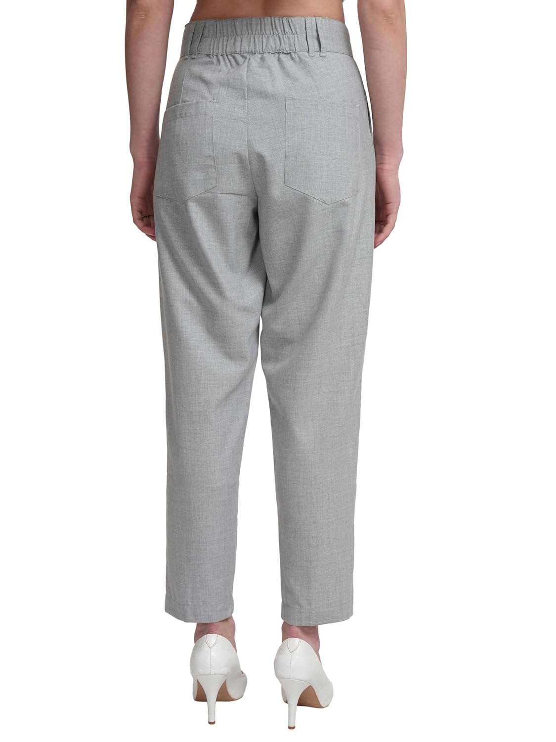 Tokyo Talkies Women's Tapered Fit Cropped Trousers | Stretchable Trousers| Mid-Rise by Prixsa.com - Image 3