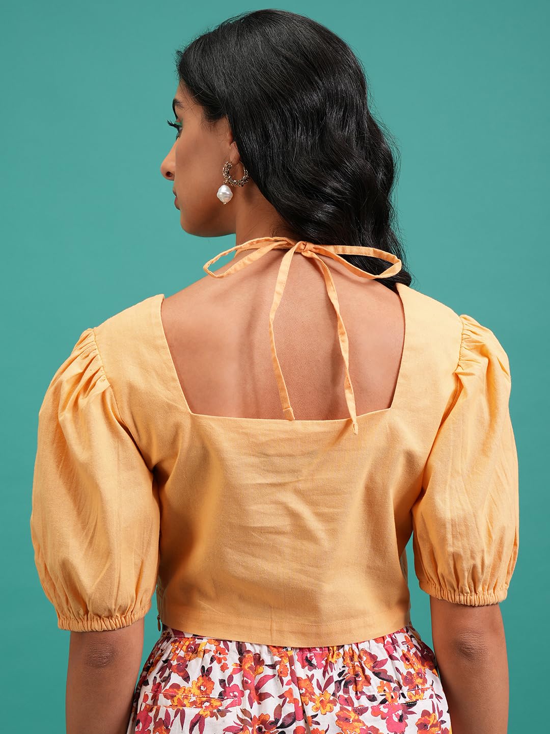 Tokyo Talkies Women's Short Sleeves Square Neck Solid Tops| Stylish | Casual Wear by Prixsa.com - Image 3