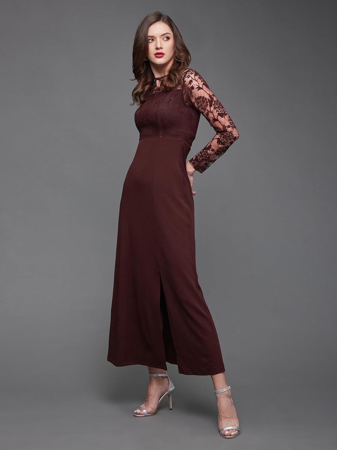 Miss Olive Women's Polyester Asymmetrical Maxi Dress by Prixsa.com - Image 3