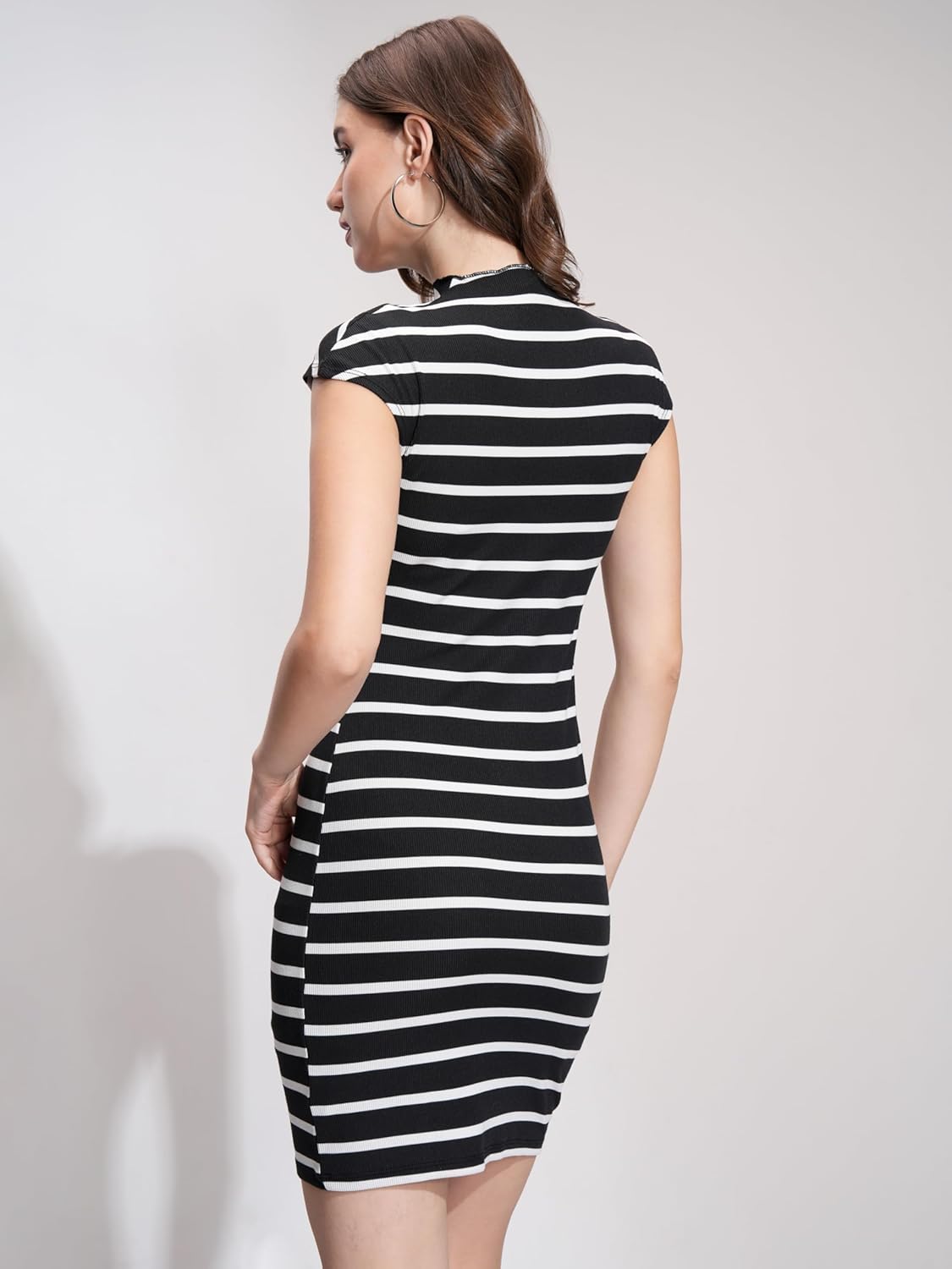 Tokyo Talkies Women's Sleeveless Mock Neck Striped Dresses | Stylish Dresses | Casual Dresses by Prixsa.com - Image 3