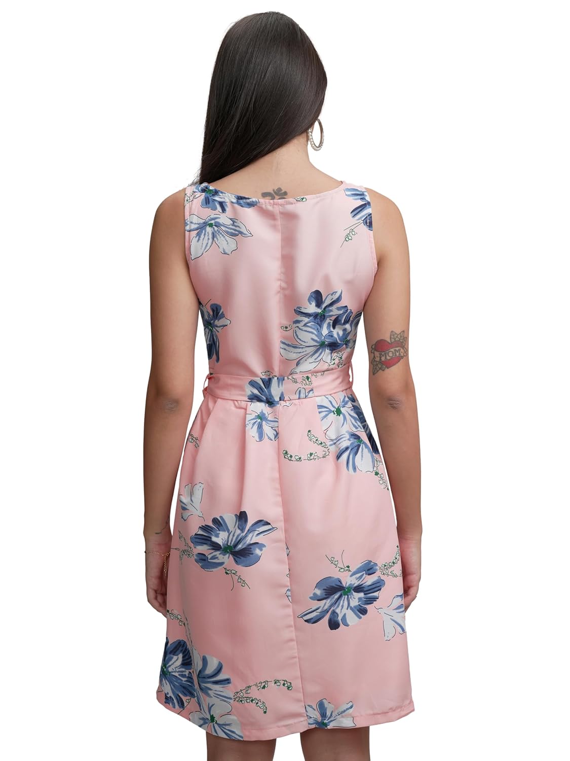Tokyo Talkies Womens Floral Mini Flared Dress | Sleeveless with Belt& Playful Silhouette | Chic & Effortlessly Feminine| Stylish by Prixsa.com - Image 3