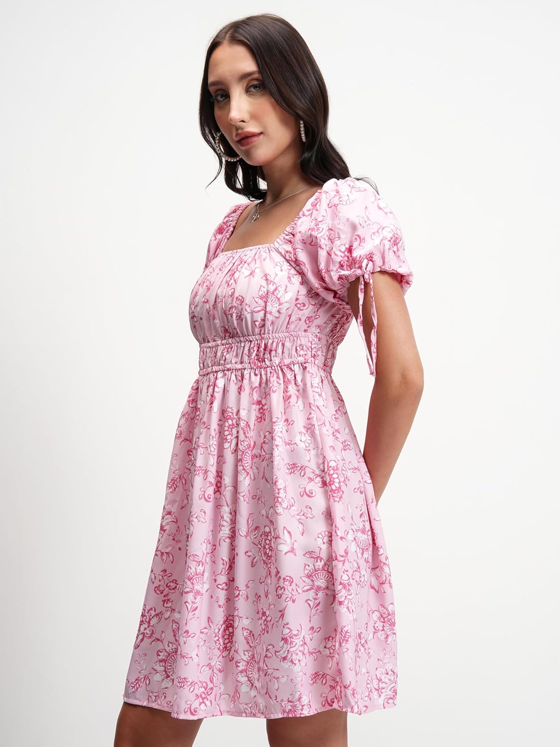 Tokyo Talkies Womens Dresses Women | Floral Print | Mini Dress |Puff Short Sleeves | Fit & Flare | Elegant & Trendy| Stylish by Prixsa.com - Image 7