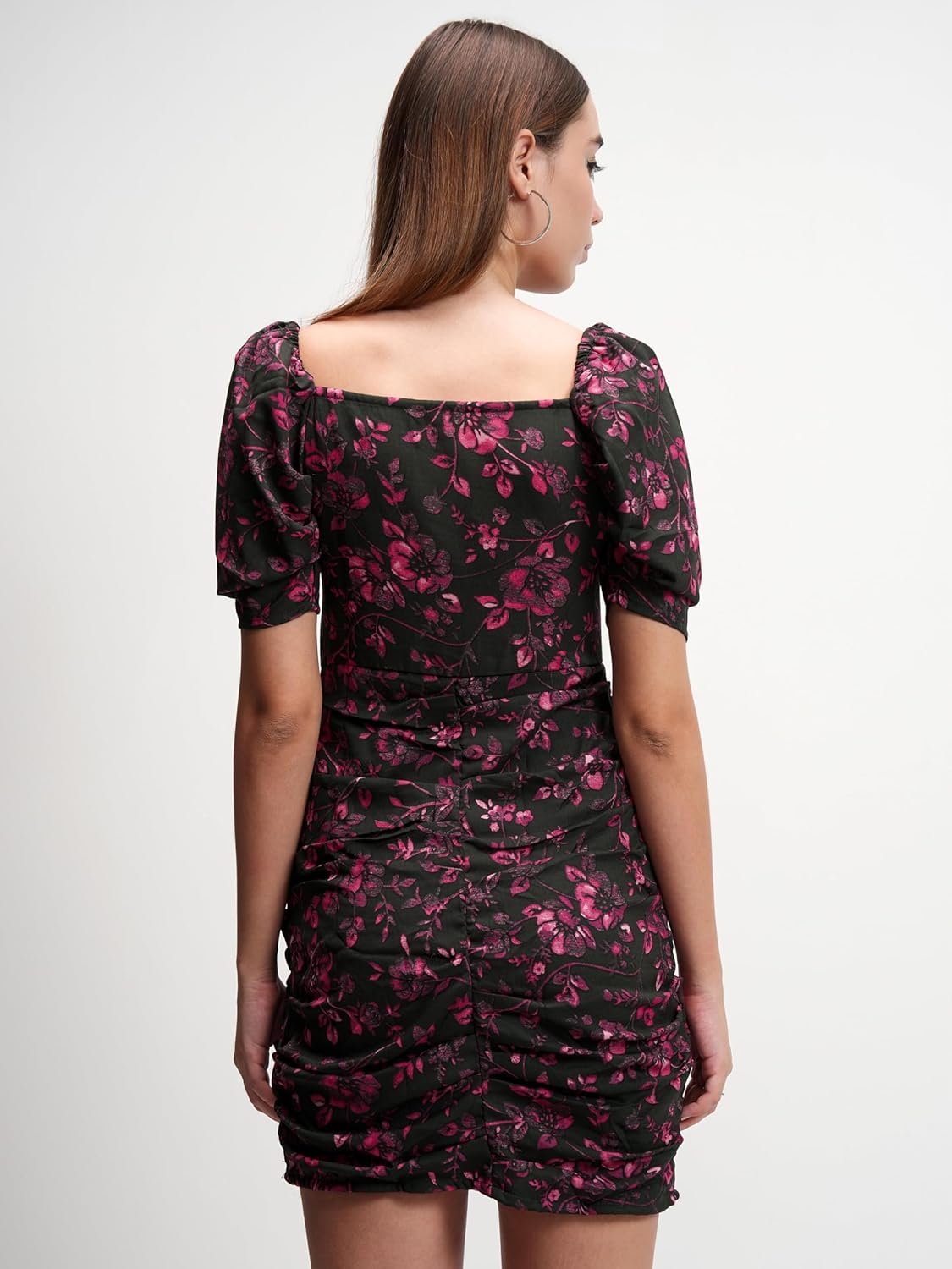 Tokyo Talkies Women's Dresses for Women | Floral Print | Short Smocked Dress | Puff Sleeves | Elegant & Trendy by Prixsa.com - Image 6
