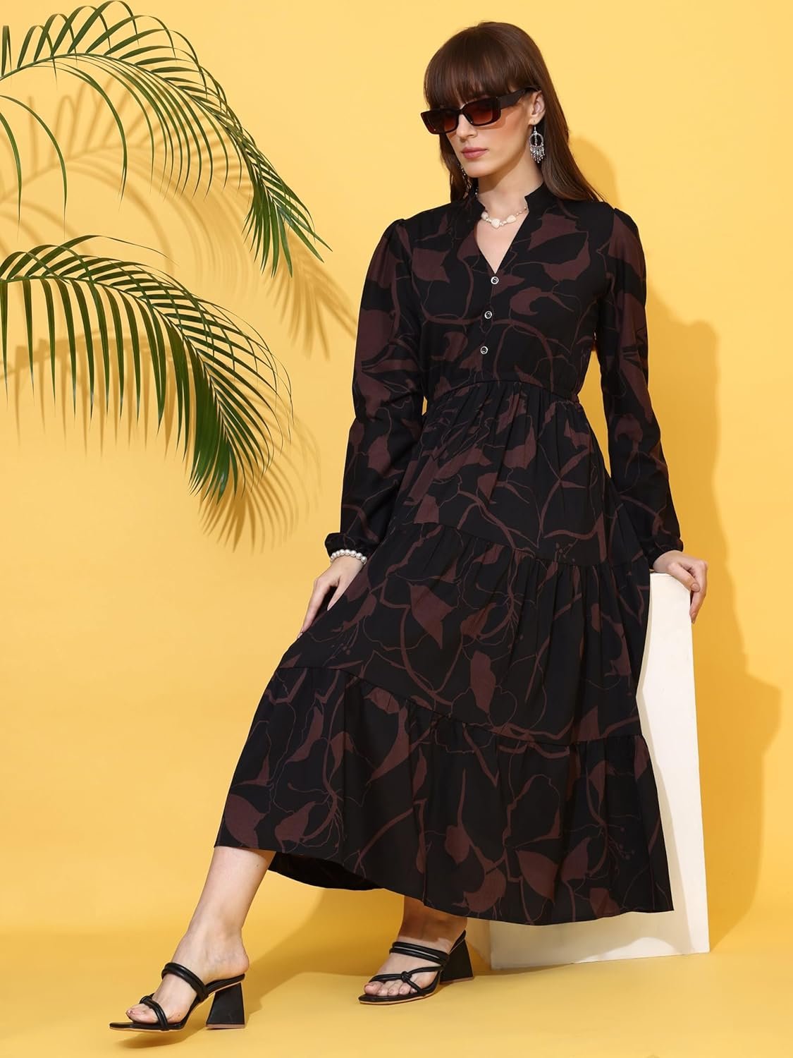 Sheetal Associates Women's Casual Full Sleeve Crepe Fit & Flare Dress | Comfortable Relaxed Fit Summer Party Dress by Prixsa.com - Image 3