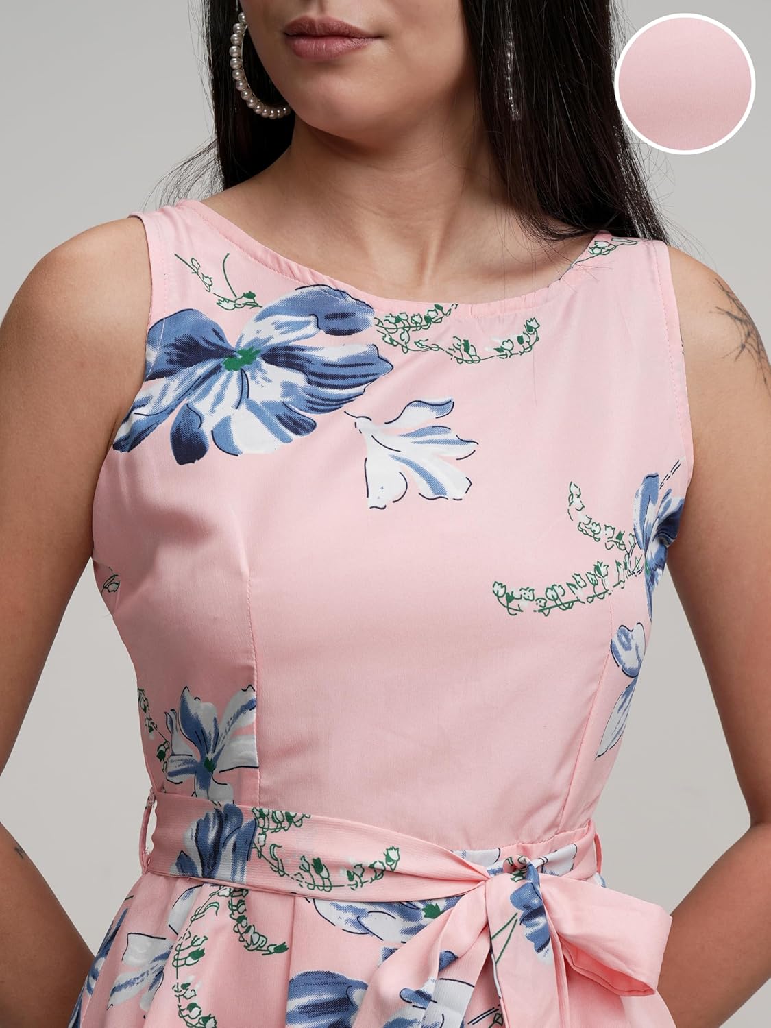 Tokyo Talkies Womens Floral Mini Flared Dress | Sleeveless with Belt& Playful Silhouette | Chic & Effortlessly Feminine| Stylish by Prixsa.com - Image 8