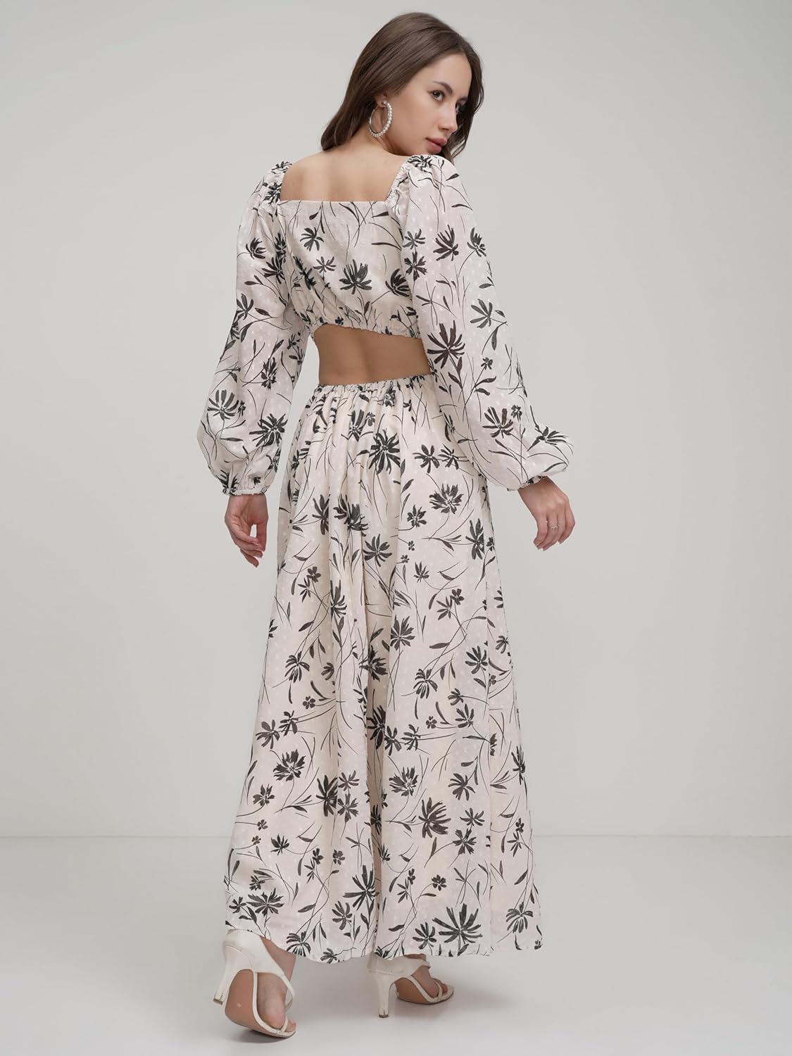 Tokyo Talkies Womens Dresses Women | Floral Print | Tie-Up Neck| Puff Bishop Sleeves | Side Cut-Out | Maxi Dress | Elegant & Trendy| Stylish by Prixsa.com - Image 6