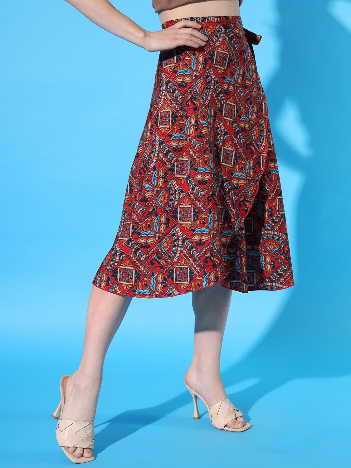 BF Body Figure Women's Midi Textured Print Wrap Around Maxi Skirt | Women Wear Midi Skirt by Prixsa.com - Image 5