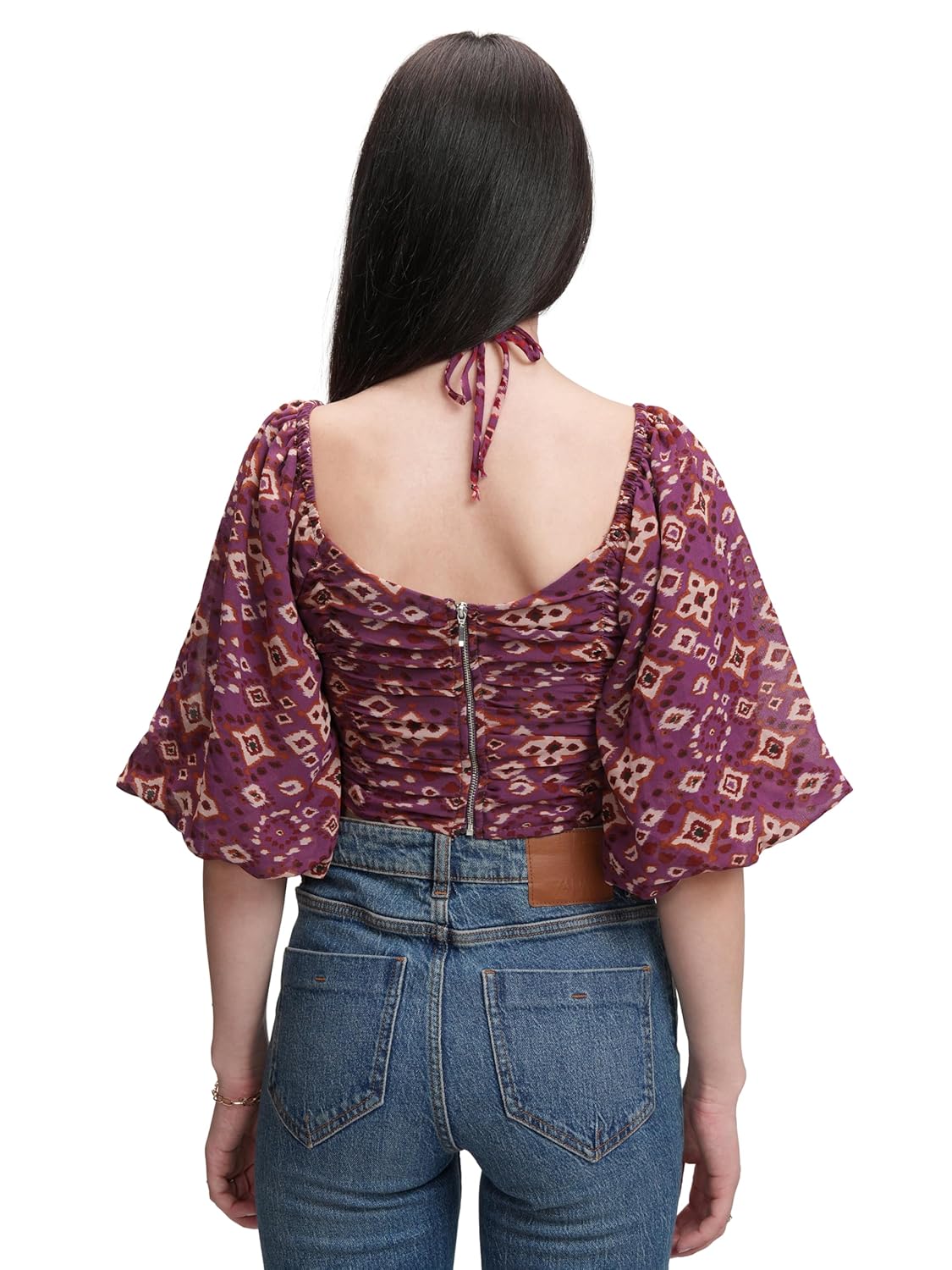 Tokyo Talkies Women's Floral Printfitted Crop Top | Short Puff Sleeves | Chic & Feminine & Square Neck | Tops for Woman | Women Tops | Women Crop Top by Prixsa.com - Image 3