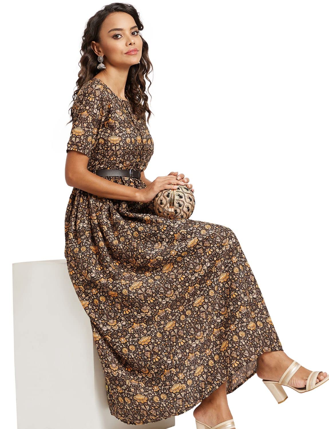 Uptownie Lite Women's Crepe Skater Maxi Dress by Prixsa.com - Image 4