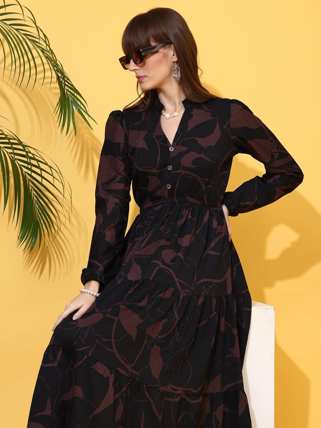 Sheetal Associates Women's Casual Full Sleeve Crepe Fit & Flare Dress | Comfortable Relaxed Fit Summer Party Dress by Prixsa.com - Image 5