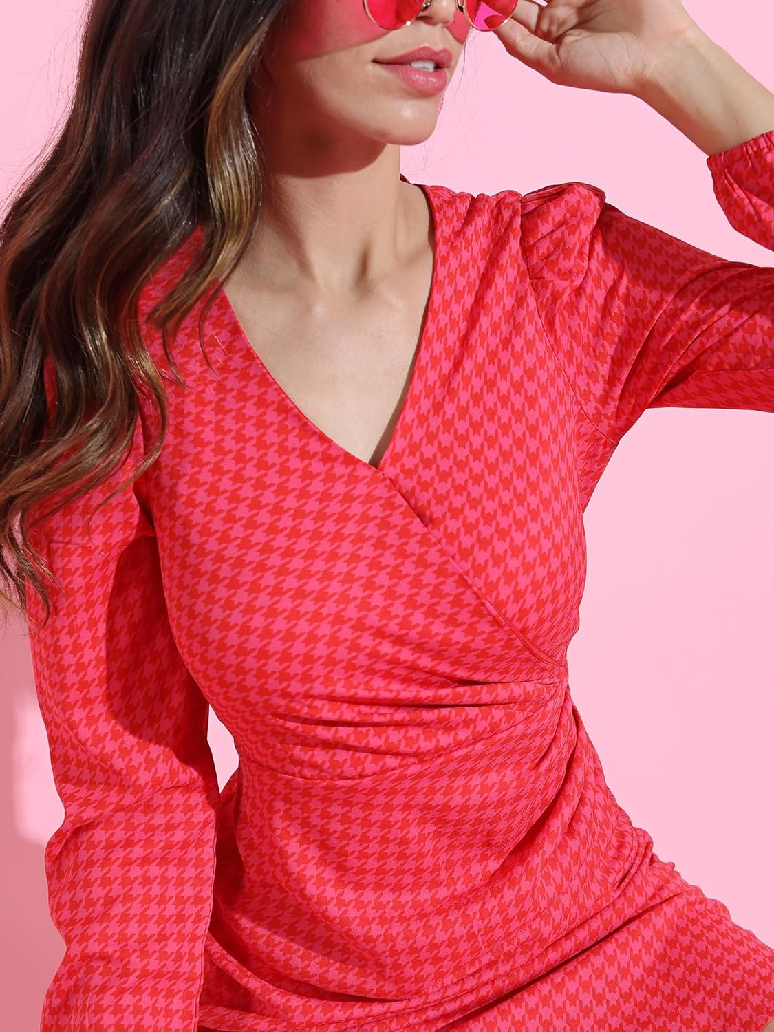 Tokyo Talkies Women's Long Sleeves V-Neck Printed Dresses | Stylish Dresses | Party Dresses by Prixsa.com - Image 7