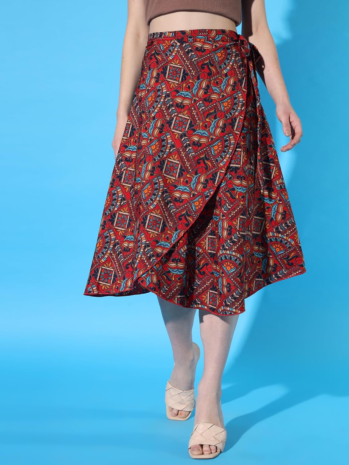 BF Body Figure Women's Midi Textured Print Wrap Around Maxi Skirt | Women Wear Midi Skirt by Prixsa.com - Image 2