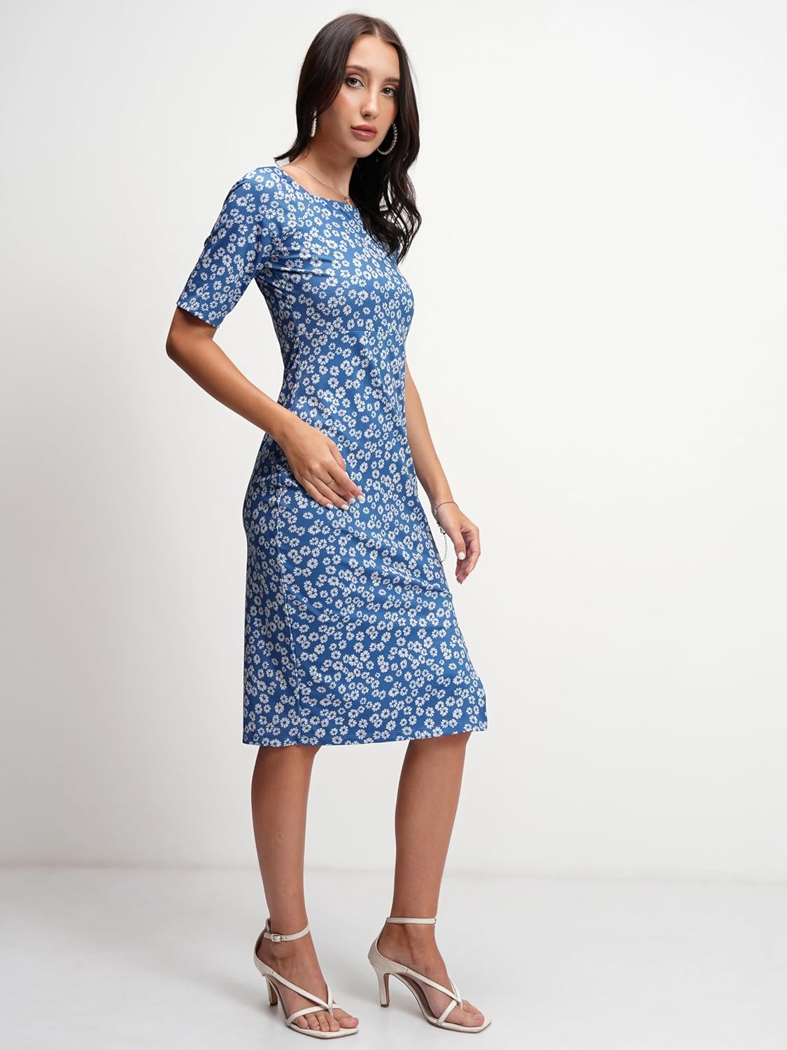 Tokyo Talkies Womens Floral Print Sheath Dress | Short Sleeves & Sleek Fit | Elegant & Effortlessly Chic| Stylish by Prixsa.com - Image 4