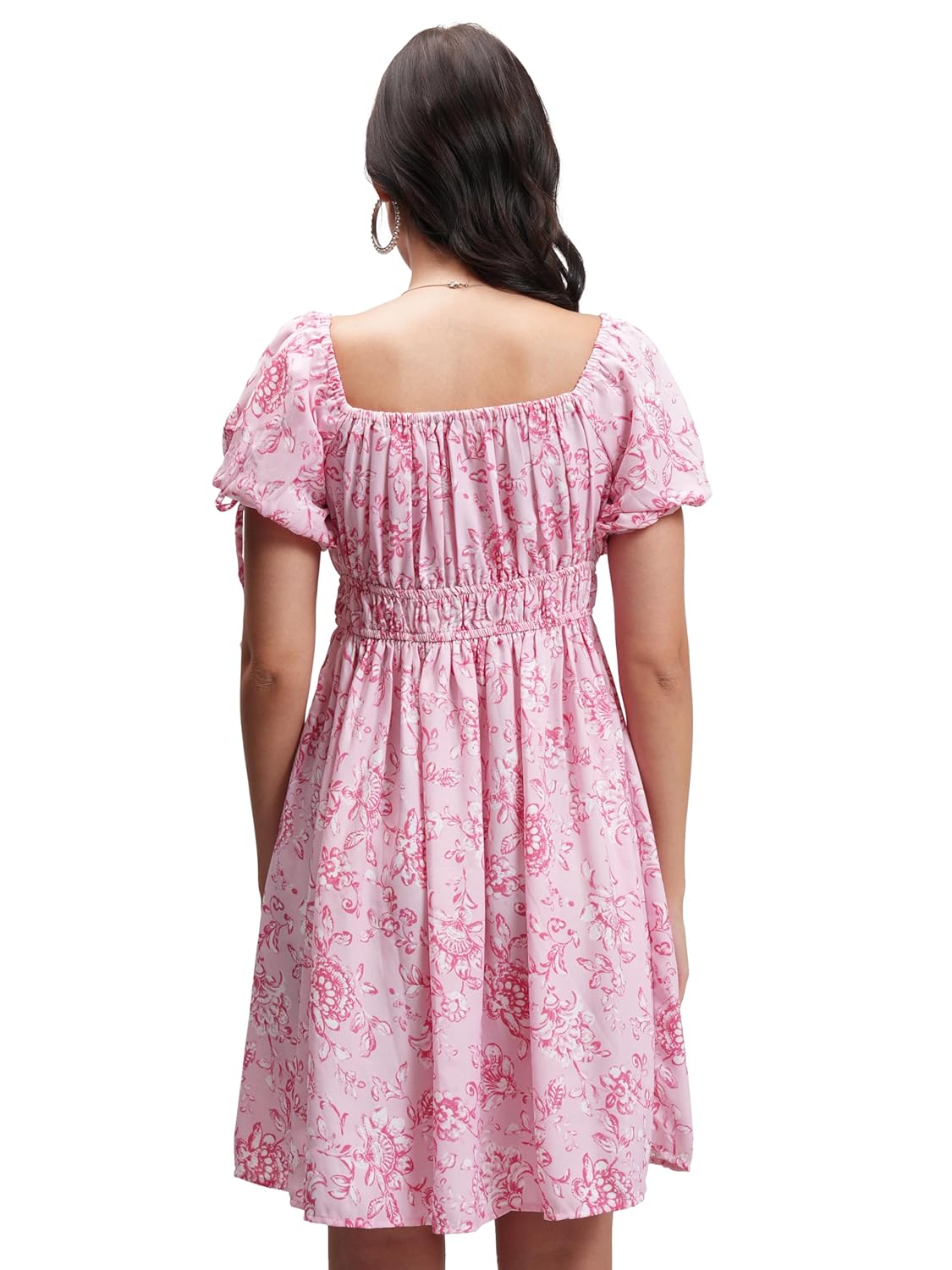 Tokyo Talkies Womens Dresses Women | Floral Print | Mini Dress |Puff Short Sleeves | Fit & Flare | Elegant & Trendy| Stylish by Prixsa.com - Image 3