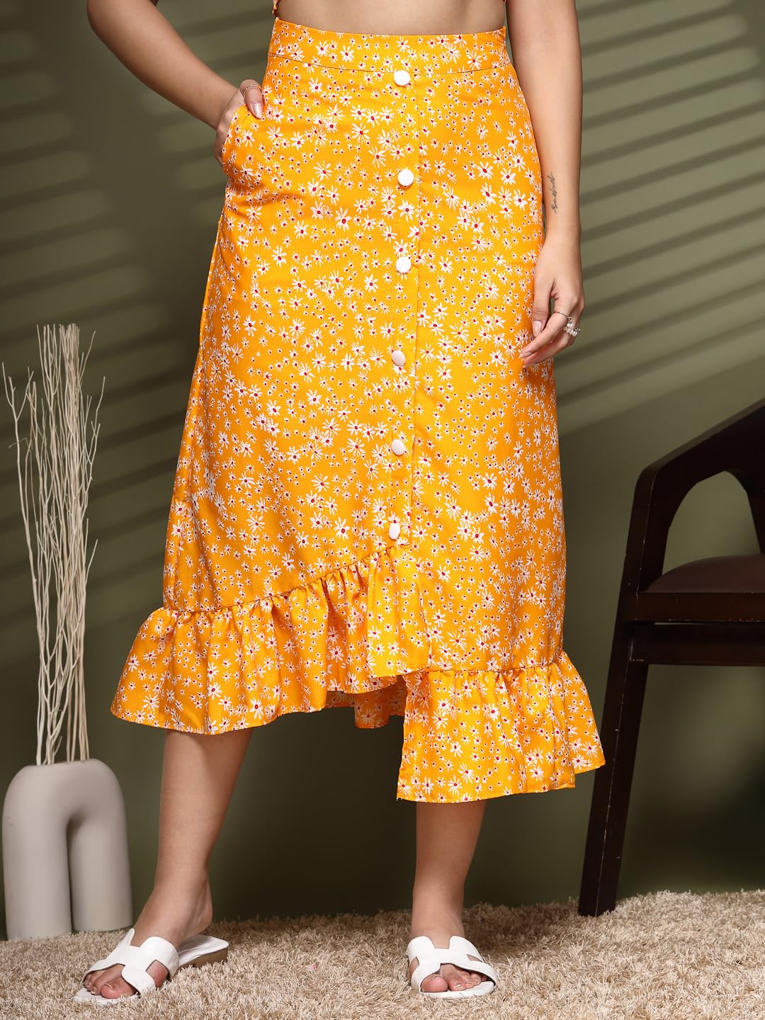 OOMPH! Long Skirts for Women, Assymetric Hem by Prixsa.com - Image 2