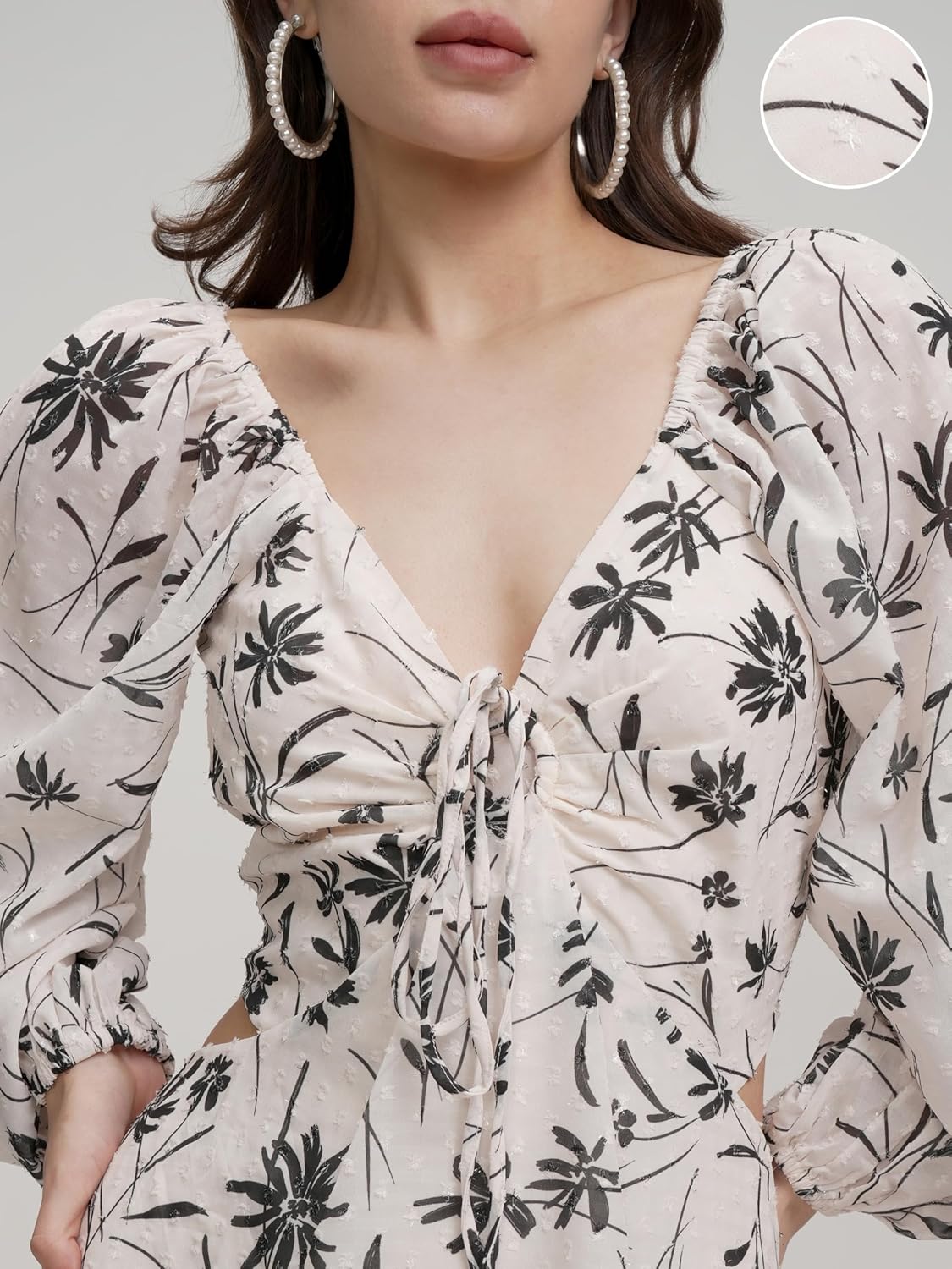 Tokyo Talkies Womens Dresses Women | Floral Print | Tie-Up Neck| Puff Bishop Sleeves | Side Cut-Out | Maxi Dress | Elegant & Trendy| Stylish by Prixsa.com - Image 8